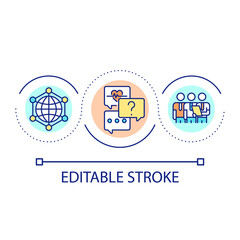 International cooperation loop concept icon. Medical specialists. Experts collaboration abstract idea thin line illustration. Isolated outline drawing. Editable stroke. Arial font used