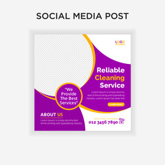 Reliable cleaning service banner and social media post