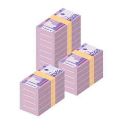 Sudanese Pound Vector Illustration. Sudan money set bundle banknotes. Paper money 500 SDG. Flat style. Isolated on white background. Simple minimal design.