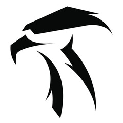 vector stylized image of the head of a beautiful proud eagle from laconic shapes. isolated on white background. useful as a logo, tattoo, illustrations, printing on t-shirts, postcards, advertising.