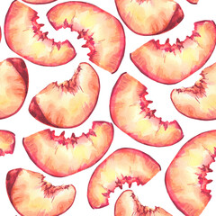 Peaches. watercolor peach pattern. botanical illustration