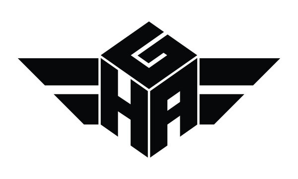 GHA three letter gaming logo in polygon cube shape logo design vector template. wordmark logo | emblem logo | monogram logo | initial letter logo | sports logo | minimalist logo | typography logo |