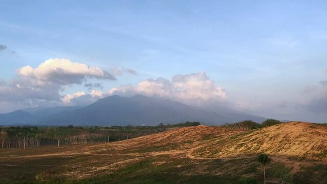 Time Lapse, Cloud moving on Rubber plantation farming area in the south of Thailand, Latex rubber, Para rubber tree garden