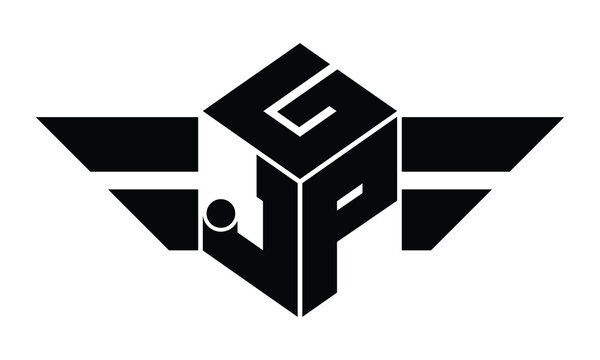 GJP three letter gaming logo in polygon cube shape logo design vector template. wordmark logo | emblem logo | monogram logo | initial letter logo | sports logo | minimalist logo | typography logo |
