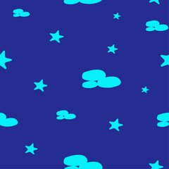 Sea star and stone blue seamless pattern
