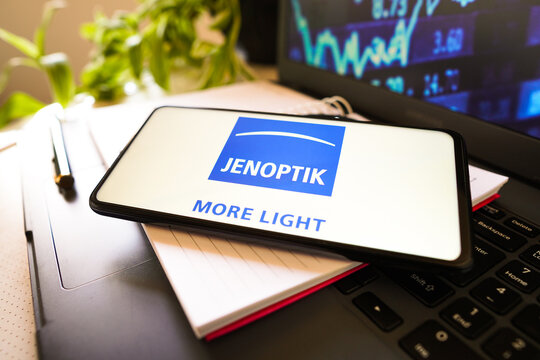 July 8, 2022, Brazil. In this photo illustration, the Jenoptik AG logo is seen displayed on a smartphone screen.