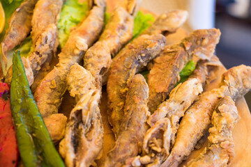Fish close-up, barbequed and frilled fish