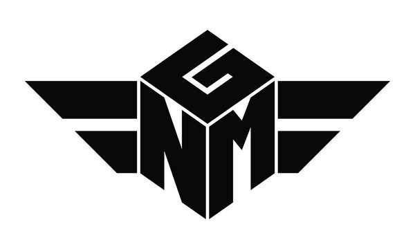 GNM three letter gaming logo in polygon cube shape logo design vector template. wordmark logo | emblem logo | monogram logo | initial letter logo | sports logo | minimalist logo | typography logo |