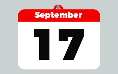 September, 17. White and red calendar.