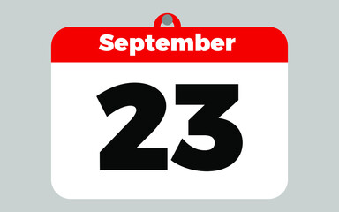 September, 23. White and red calendar.