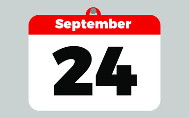 September, 24. White and red calendar.