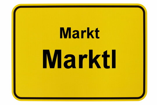 Illustration eines Ortsschildes von Marktl in Bayern