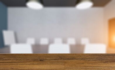 Open space office interior with like conference room. Mockup. 3D. Background with empty table. Flooring.