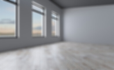 Open space office interior with like conference room. Mockup. 3D. Abstract blur phototography.