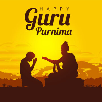 Guru Purnima (Poornima) Background, A Man Is Worshipping A Spiritual Teacher