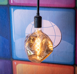 the lamp in a dark room