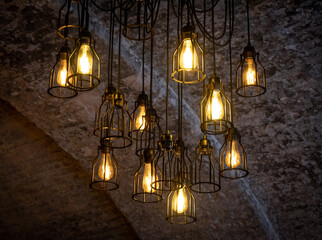 the lamps in a dark room