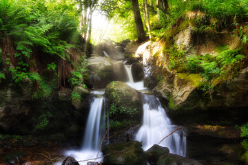 The Todtnau Waterfall in the Black Forest in Germany. - obrazy, fototapety, plakaty