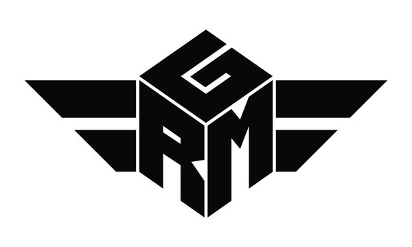 GRM three letter gaming logo in polygon cube shape logo design vector template. wordmark logo | emblem logo | monogram logo | initial letter logo | sports logo | minimalist logo | typography logo |