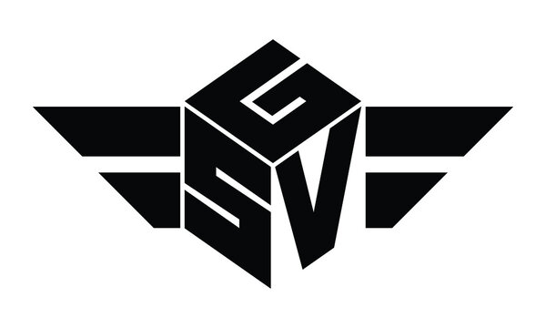 GSV three letter gaming logo in polygon cube shape logo design vector template. wordmark logo | emblem logo | monogram logo | initial letter logo | sports logo | minimalist logo | typography logo |