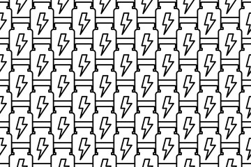 Seamless pattern completely filled with outlines of power jar symbols. Elements are evenly spaced. Vector illustration on white background