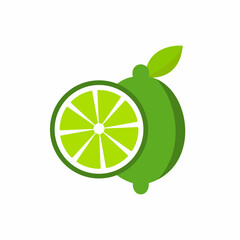 Lime lemon fruit vector color icon. EPS 10. Citrus sour vitamin illustration. Isolated on white. Refreshing symbol. For topics like freshness, detox, brochures, banner, restaurant menu and market.