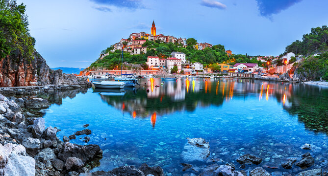 Vrbnik, Croatia - Beautiful village of Krk Island, Adriatic Sea landscape