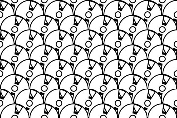 Seamless pattern completely filled with outlines of cd symbols. Elements are evenly spaced. Vector illustration on white background