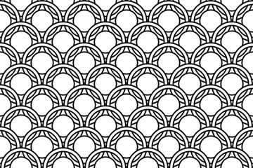 Seamless pattern completely filled with outlines of radio button symbols. Elements are evenly spaced. Vector illustration on white background