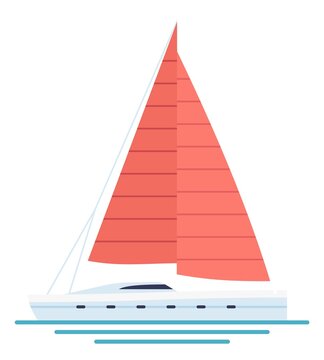 Sailing ship icon. Red sail boat. maritime symbol