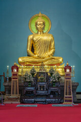 principle Buddha image of the third grade royal monastery, Wat Cholpratarn Rangsarit, The attitude of meditation, Nonthaburi  province, Thailand - 516317396