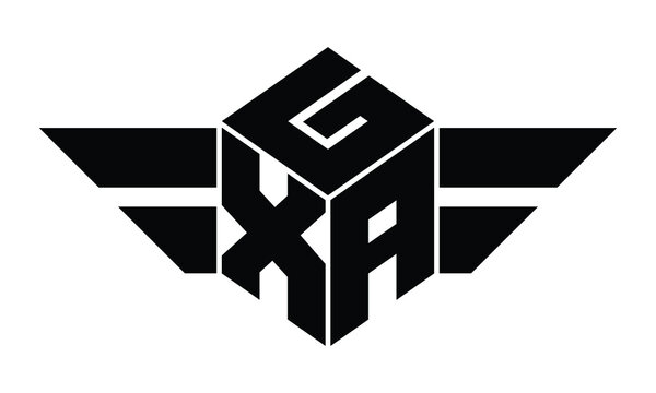 GXA three letter gaming logo in polygon cube shape logo design vector template. wordmark logo | emblem logo | monogram logo | initial letter logo | sports logo | minimalist logo | typography logo |