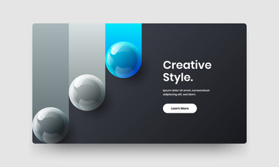 Unique 3D balls horizontal cover concept. Clean corporate brochure design vector template.