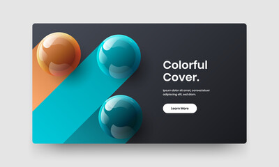 Unique 3D balls website screen template. Fresh company brochure design vector layout.