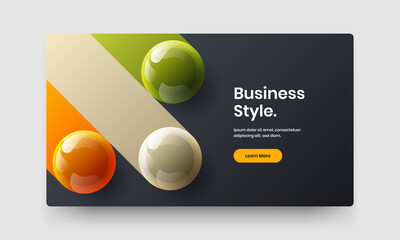 Abstract realistic balls company cover concept. Geometric website design vector layout.