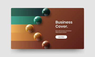 Clean realistic spheres corporate brochure layout. Simple journal cover design vector template.