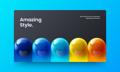 Premium magazine cover design vector layout. Minimalistic 3D balls flyer illustration.