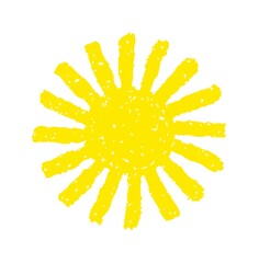 Fototapeta premium Hand painted sun symbol, hand drawn with crayon