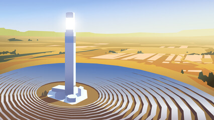 Fototapeta na wymiar Solar power tower. Vector illustration