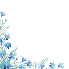 Forget-me-not frame. Watercolor clipart