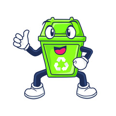 Recycle Bin Trash Can Mascot Vector Illustration 