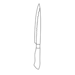 Kitchen Knife Outline Icon Illustration on White Background
