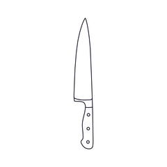 Kitchen Knife Outline Icon Illustration on White Background