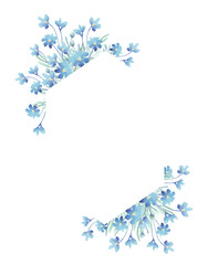 Forget-me-not frame. Watercolor clipart
