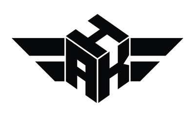 HAK three letter gaming logo in polygon cube shape logo design vector template. wordmark logo | emblem logo | monogram logo | initial letter logo | sports logo | minimalist logo | typography logo |
