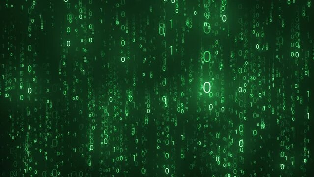 Lots of Matrix Binary Code Random Number Falling Background