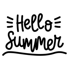 Hand drawn lettering Hello Summer isolated on white background, vector illustration