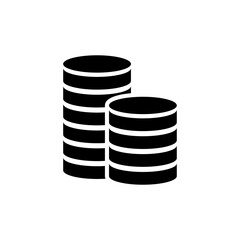 Stack of Coins or Casino Chips for Games. Flat Vector Icon illustration. Simple black symbol on white background. Stack of Coins or Casino Chips sign design template for web and mobile UI element.