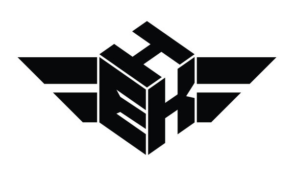 HEK three letter gaming logo in polygon cube shape logo design vector template. wordmark logo | emblem logo | monogram logo | initial letter logo | sports logo | minimalist logo | typography logo |