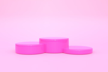 Podium on a pink background. Abstract geometric minimalism. 3d render illustration